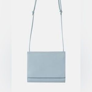 BAGGU compact leather powder blue purse/clutch crossbody bag
